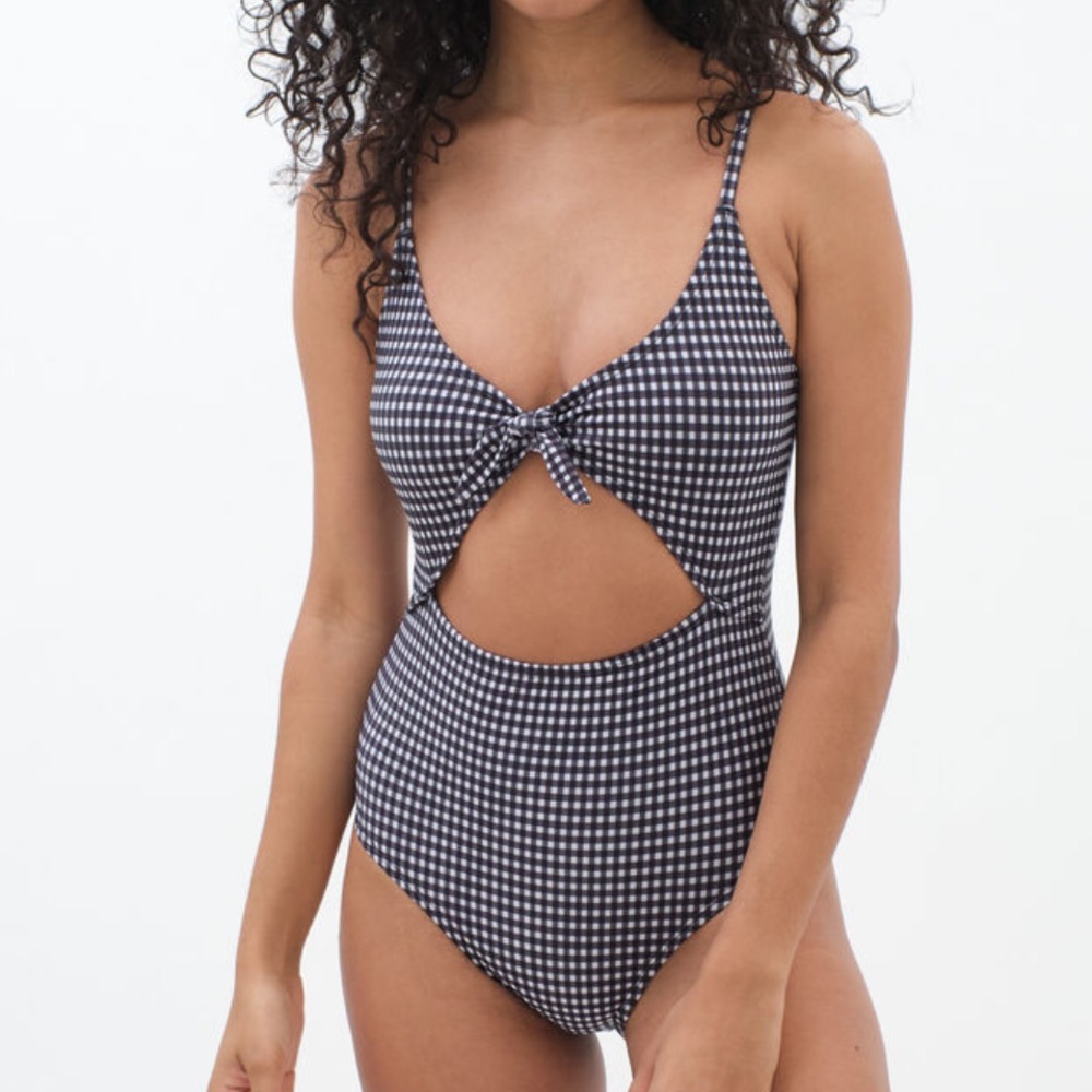 Aeropostale Gingham Tie-Front Monokini